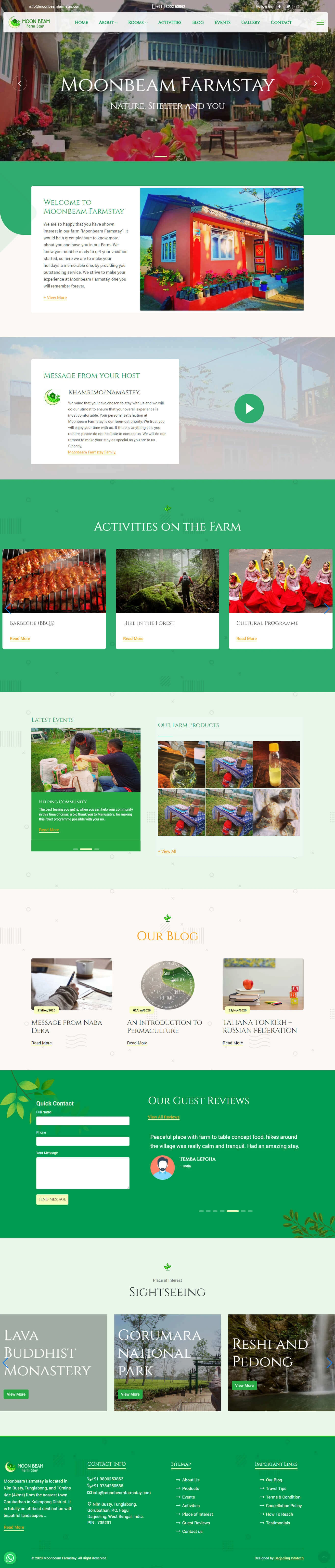 Website Design for Moonbeam Farmstay Gorubathan by Darjeeling Infotech